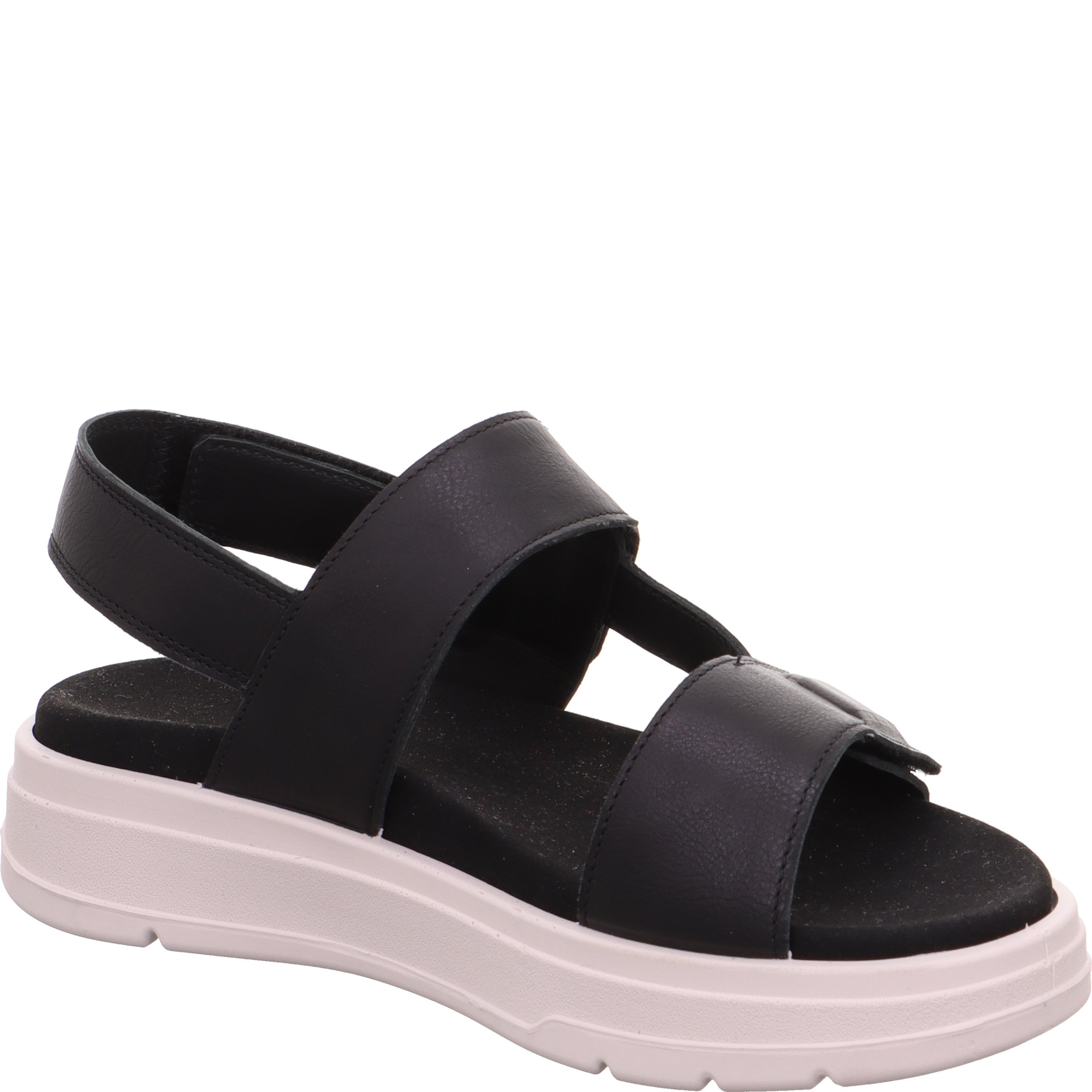 legero SUNWALKER Damen  Plateau-Sandale mit Klettverschluss - Farbe: Schwarz - Größe: 37