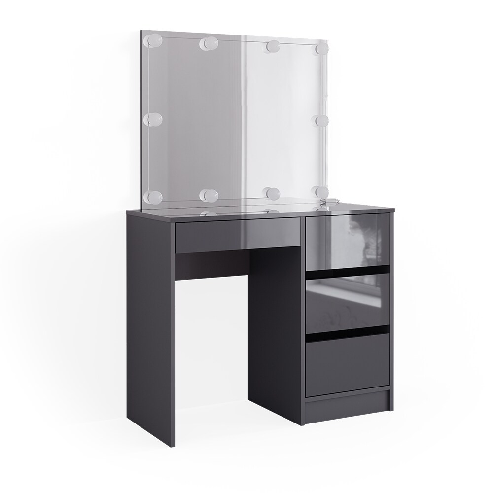Vicco Schminktisch Sherry Anthrazit Hochglanz 90 x 75 cm, Spiegel LED modern
