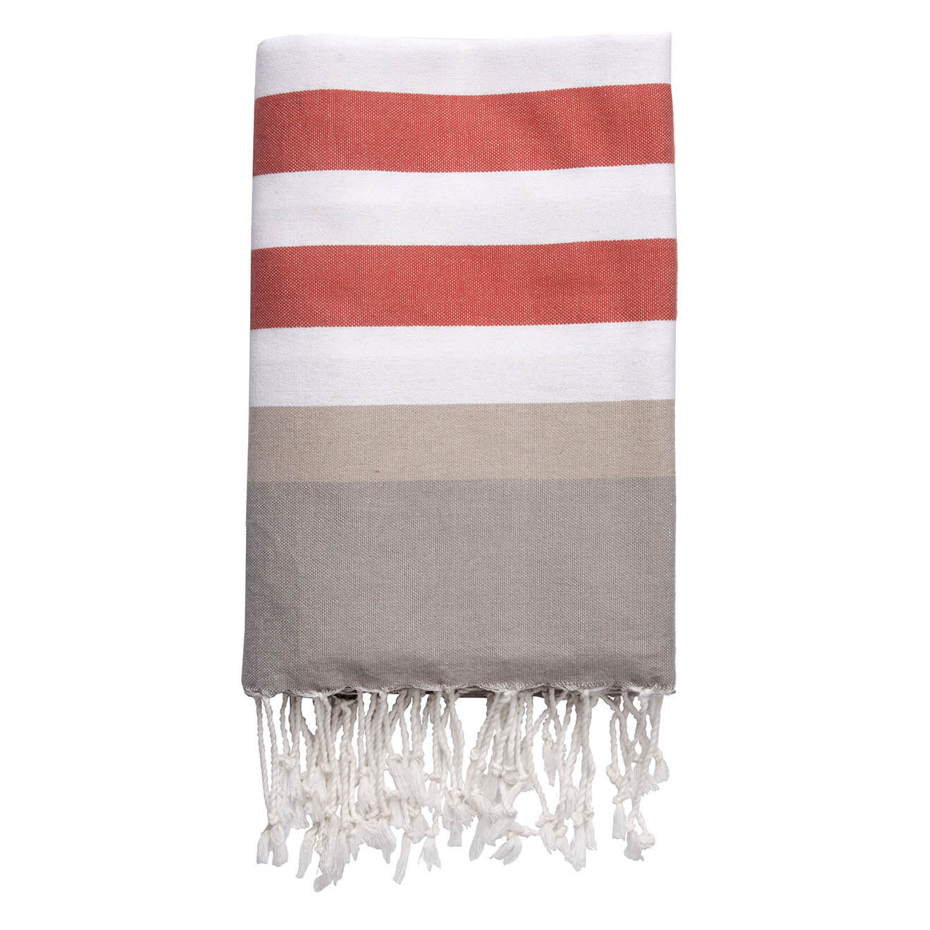 Febronie Fouta Arcachon terracotta/blanc/taupe clair/gris perle - 100x200 cm
