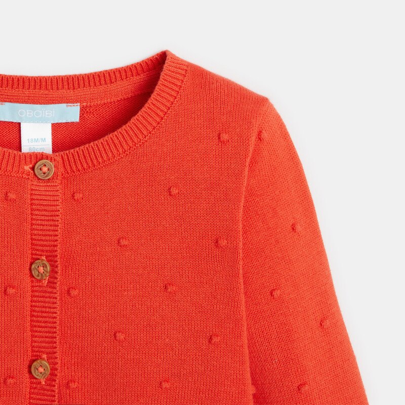 Gilet en maille effet pois rouge bébé fille Rouge