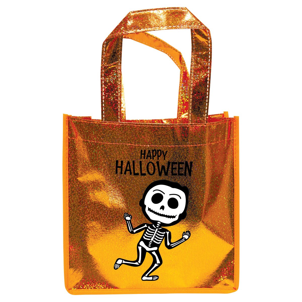 Sac à bonbons orange paillettes squelette
