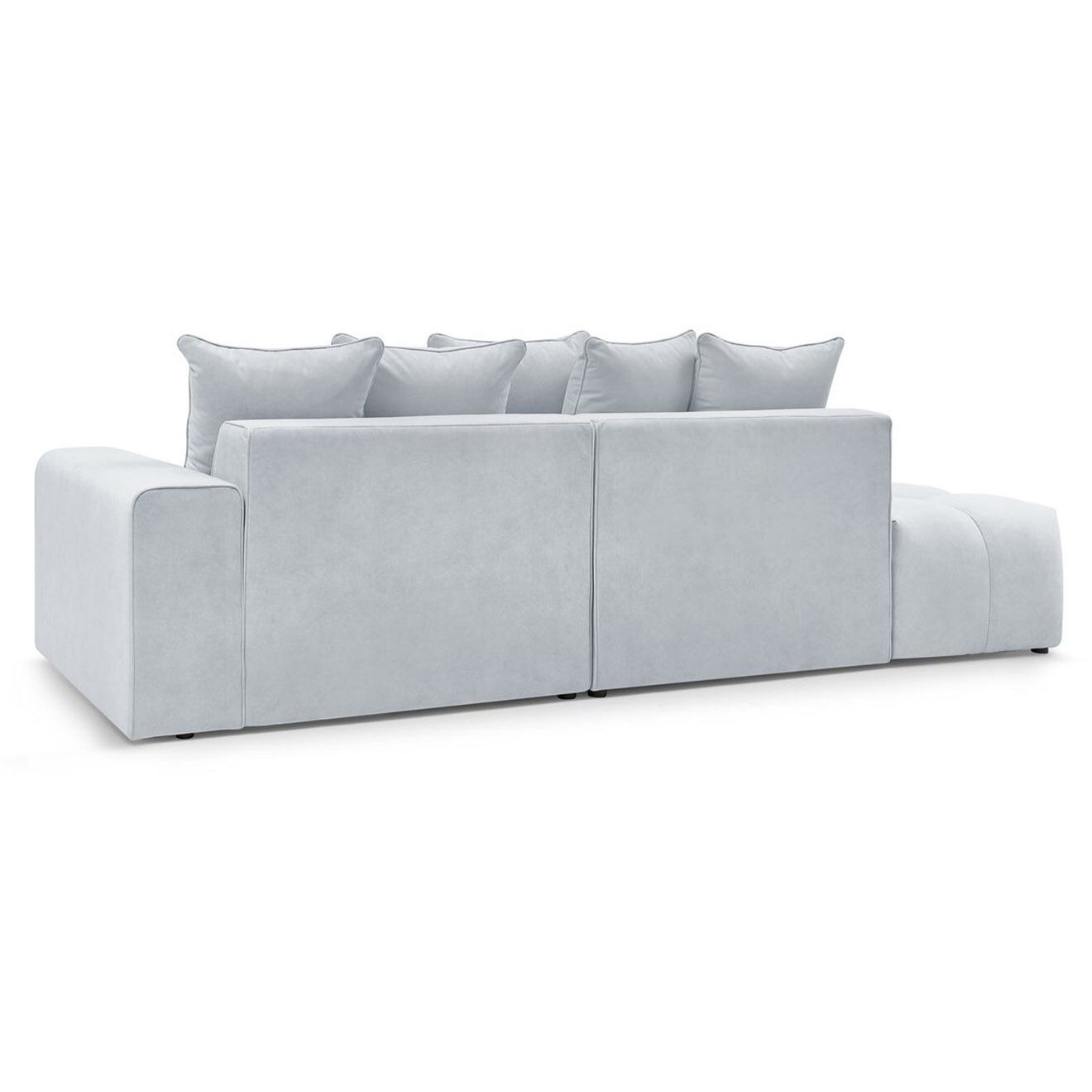 Bobochic Canapé d'angle fixe mont-blanc velours angle droit gris clair - 313x176x97 cm