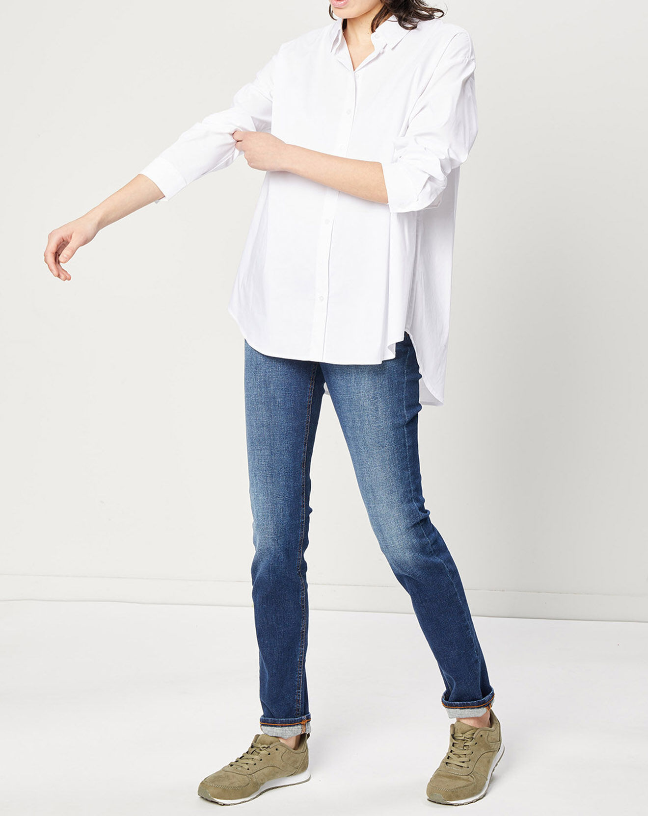 Esprit Jean Slim en Toile de coton bleu brut