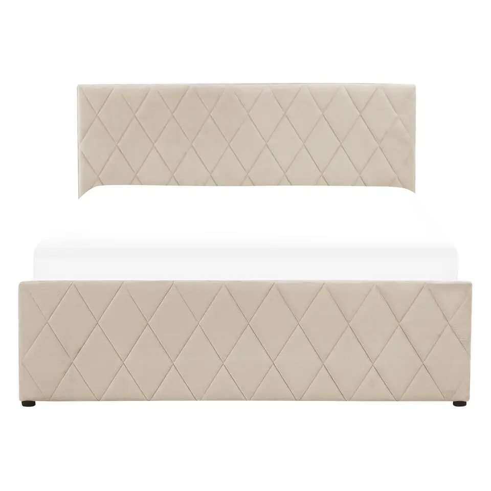 ROCHEFORT - Tweepersoonsbed - Beige - 140 x 200 cm - Fluweel
