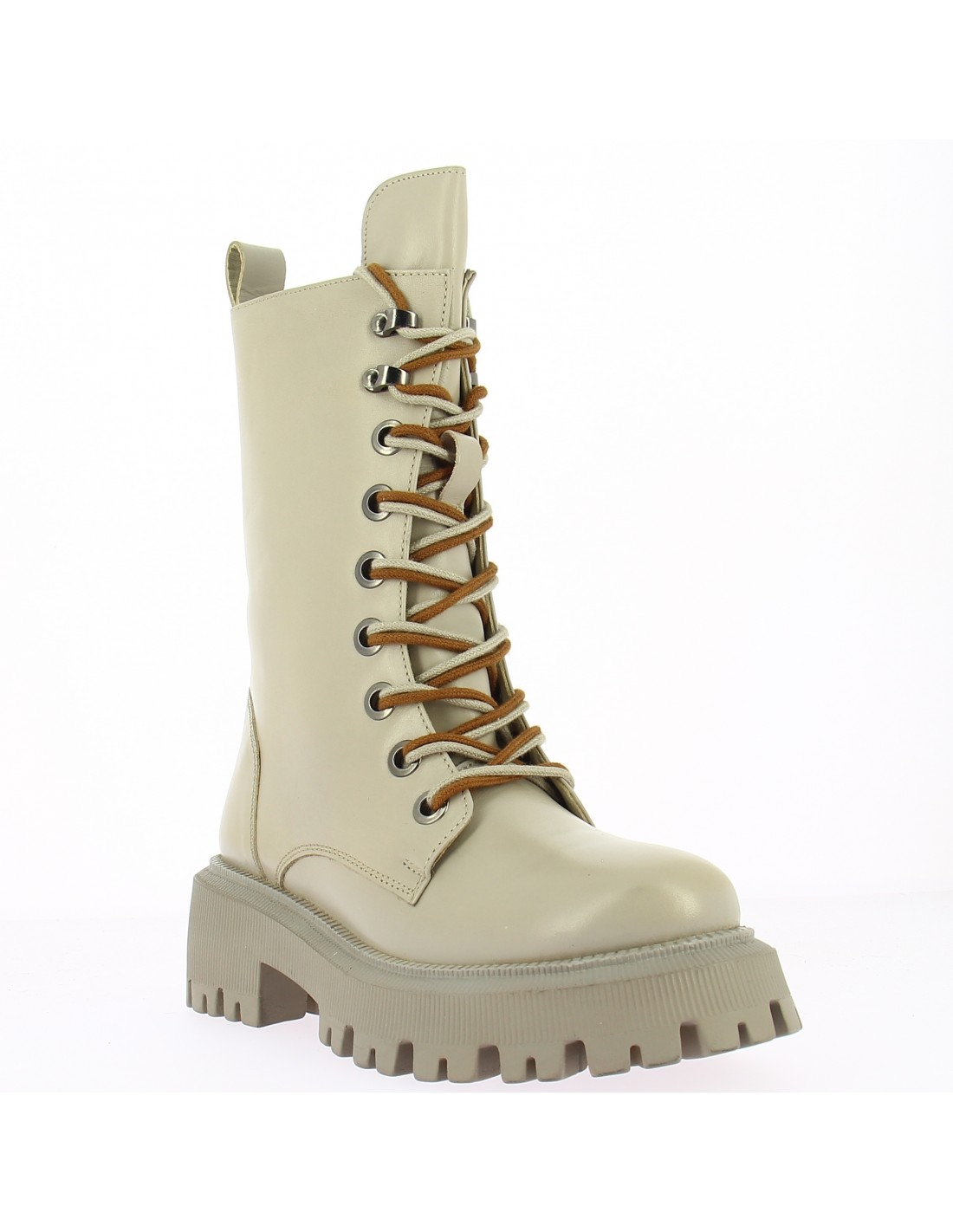 kharisma bottines à talons femme cuir crème semelle taupe