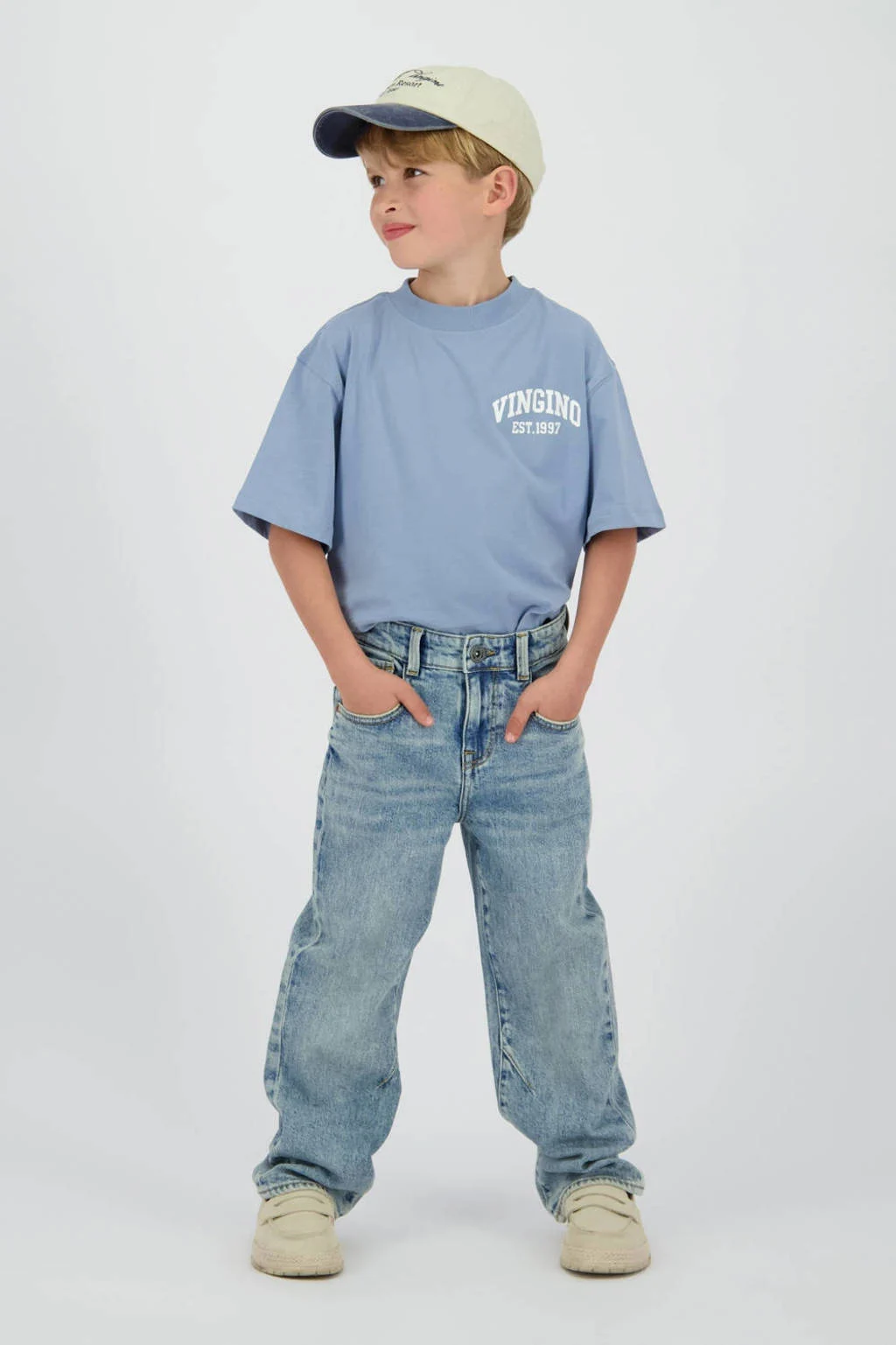 Vingino relaxed  waist regular fit jeans light blue denim