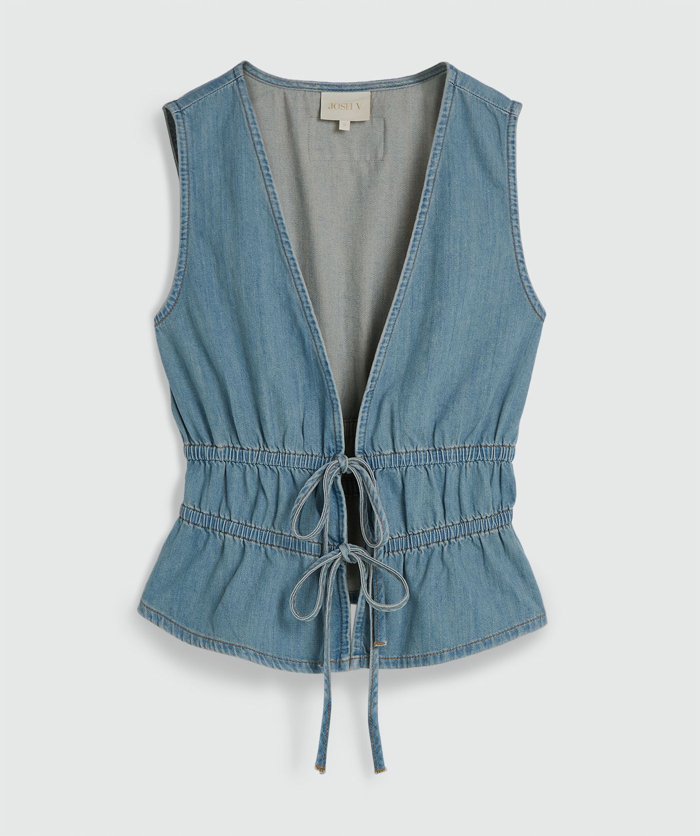 JV-SEA getailleerde top met peplum - mid blue denim