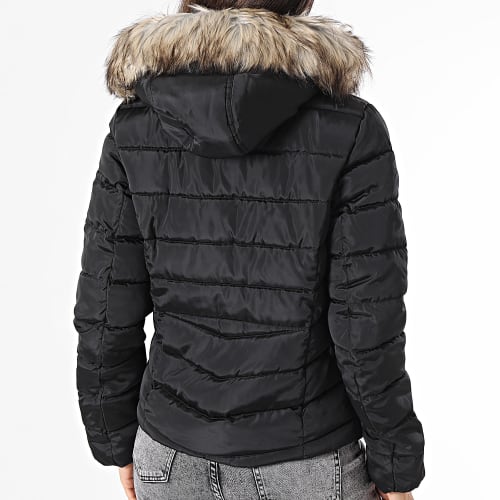Doudoune Capuche Fourrure Femme Ellan Noir