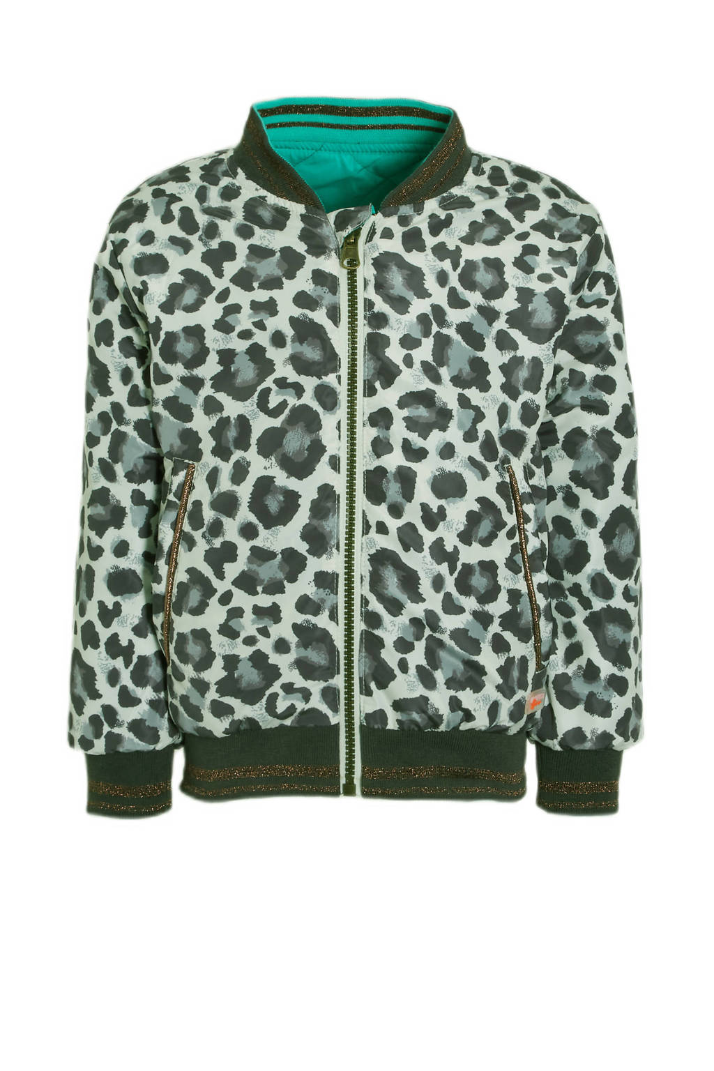 Orange Stars bomberjack zomer Marcella jacket reversible met all over print turquoise