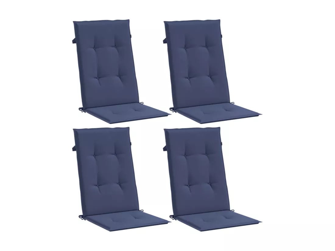 Coussins de chaise à dossier haut lot de 4 bleu marine tissu
