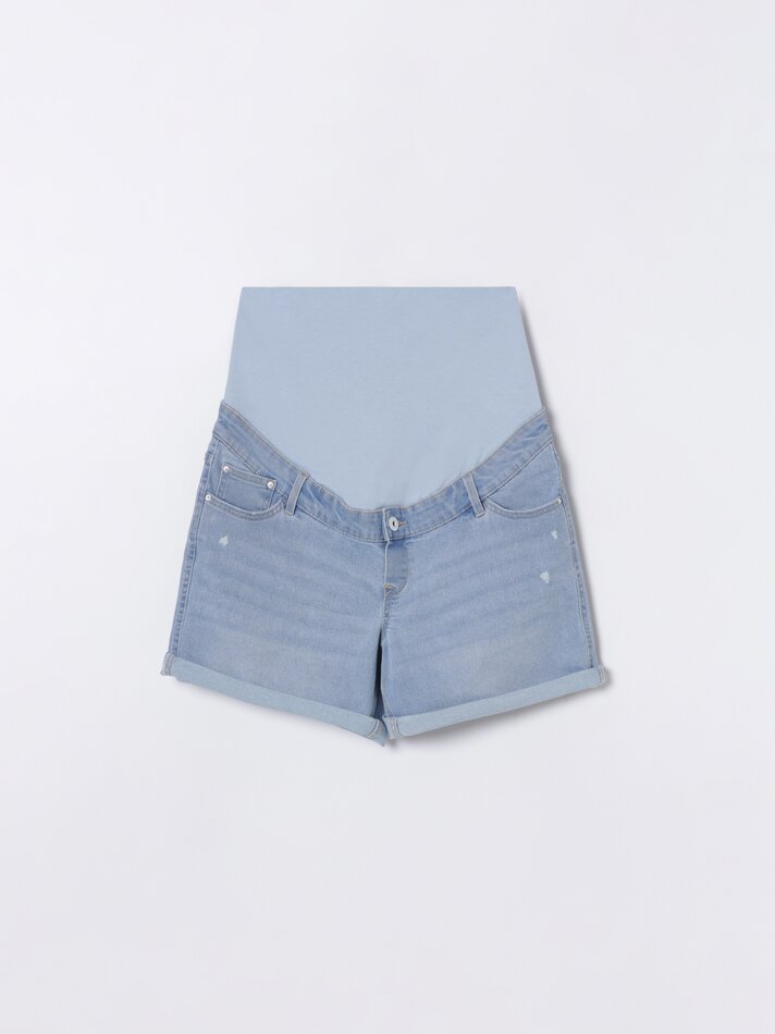 Shorts jeans para gestantes - Azul claro