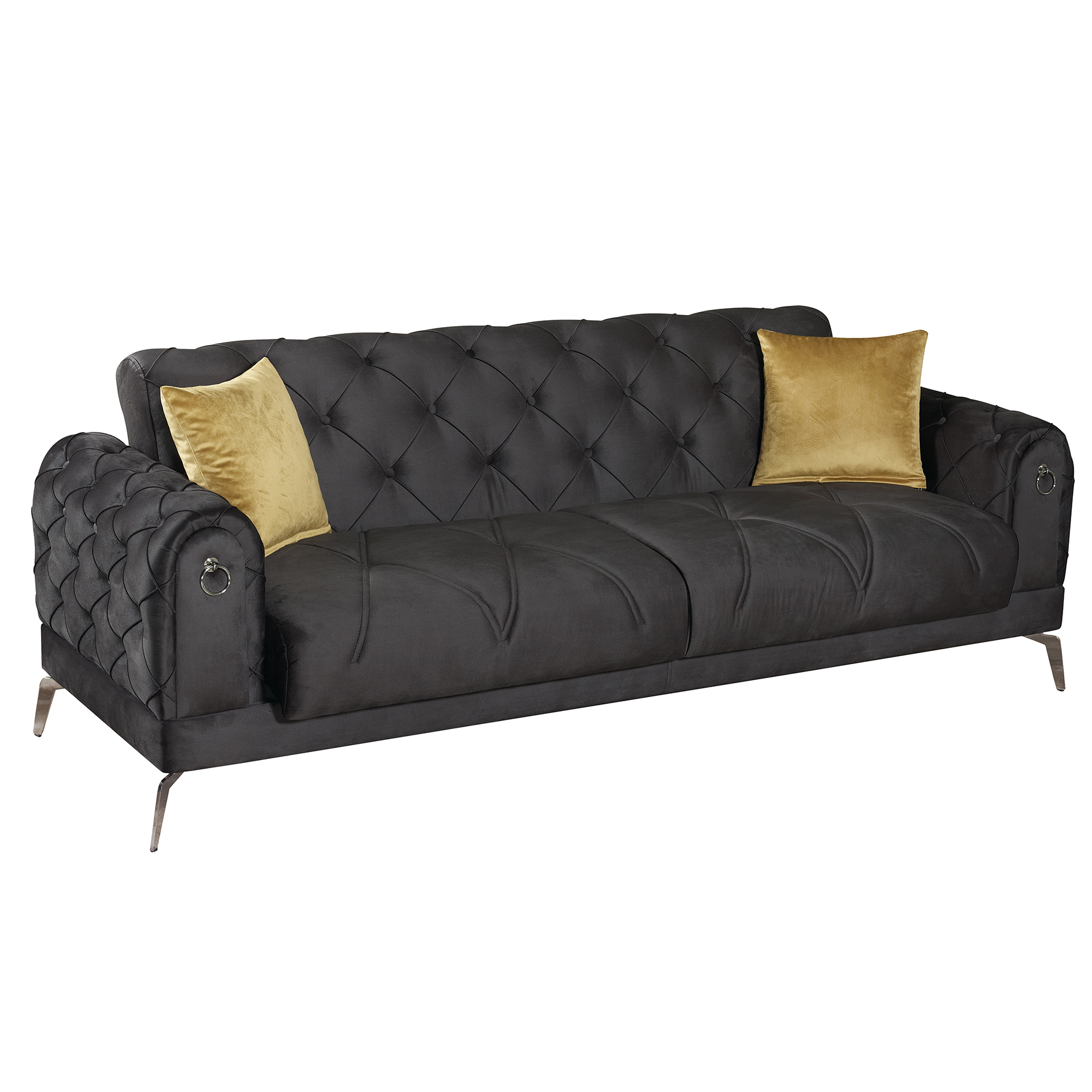 3-Sitzer-Sofa - anthrazit - mit Liegefunktion - Samt