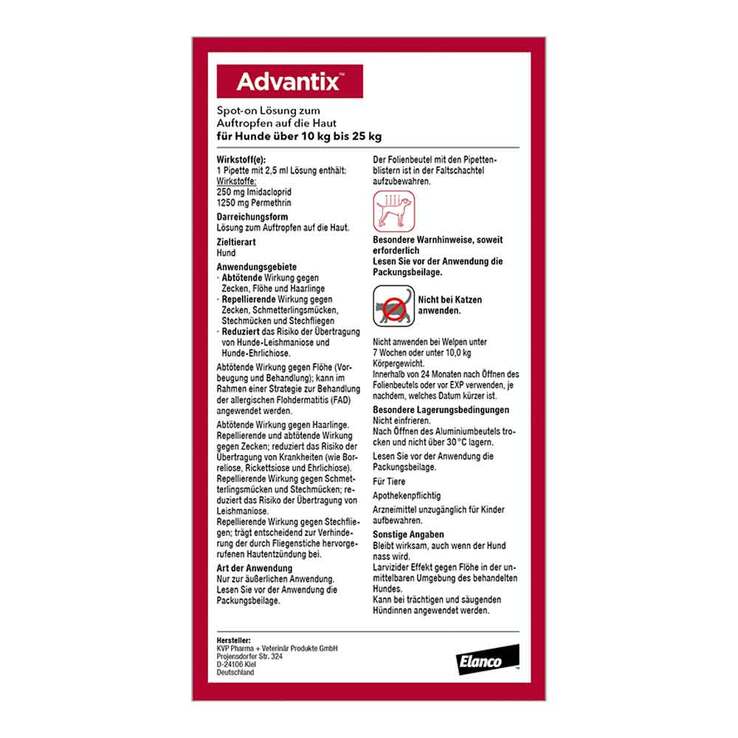 Advantix Spot-on Hund 10 - 25 kg Lösung, 4 St