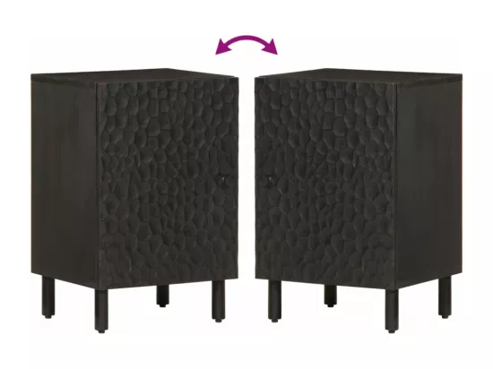 Armoire de salle de bain noir 38x33x58 cm bois massif manguier
