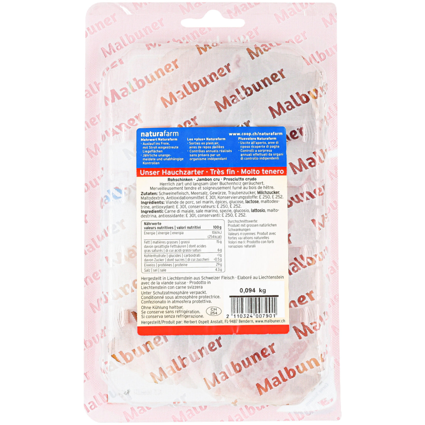 Malbuner Landschinken Hauchzart ca. 100g -