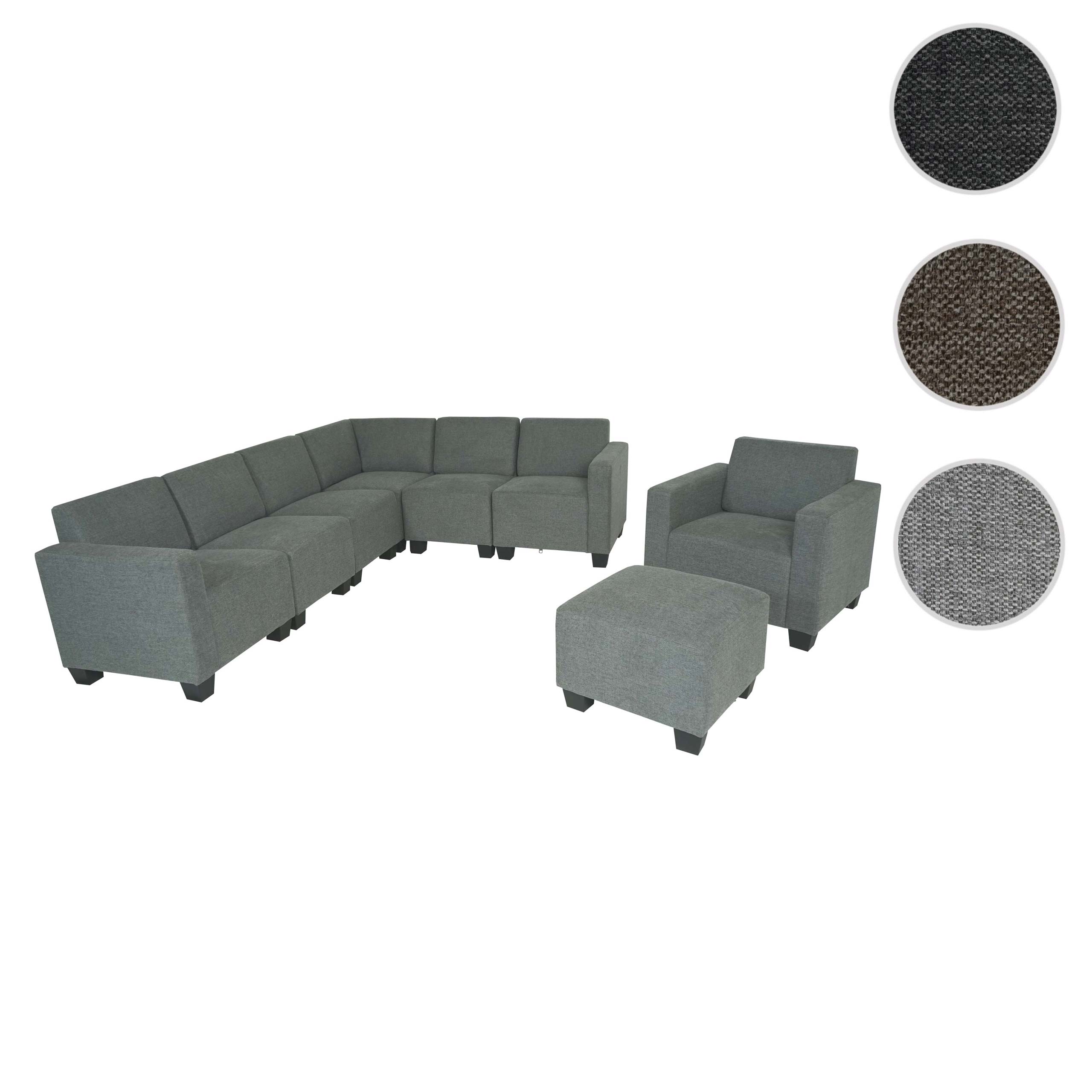 Modular Sofa-System Couch-Garnitur Moncalieri 6-2, Stoff/Textil ~ grau