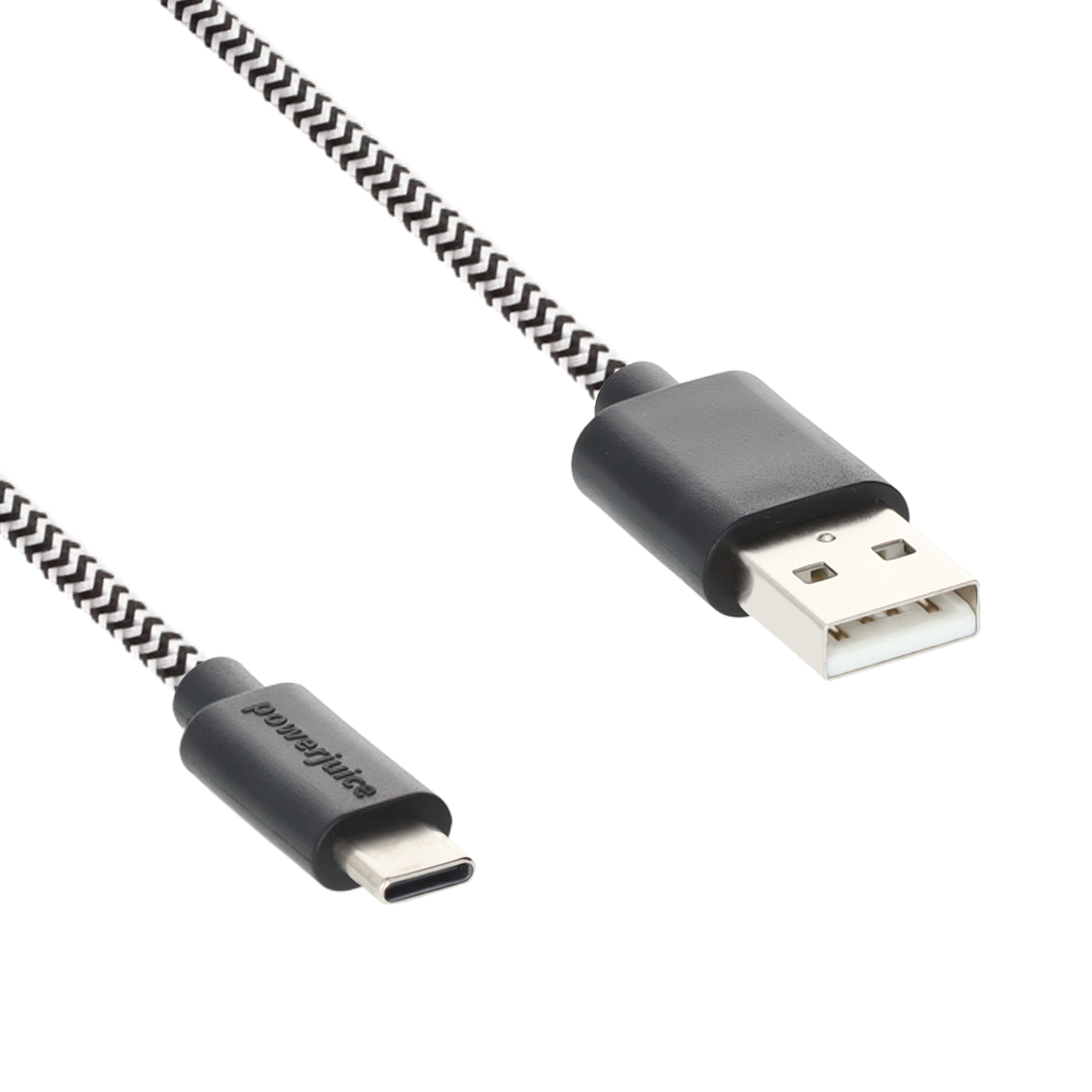 (1.5m/3A) USB A auf USB C Ladekabel Nylon Datenkabel - Schwarz / Weiss