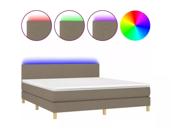 Sommier tapissier avec matelas et LED Taupe 160x200 cm Tissu