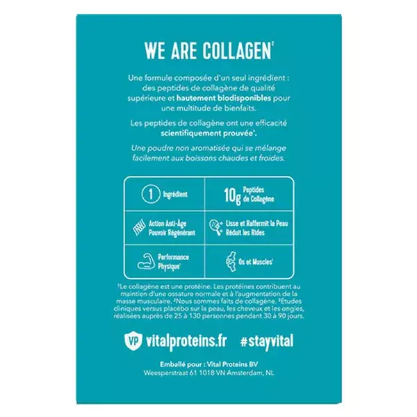 Colágeno Marinho em Pó Vital Proteins, 10 sachês de 10g