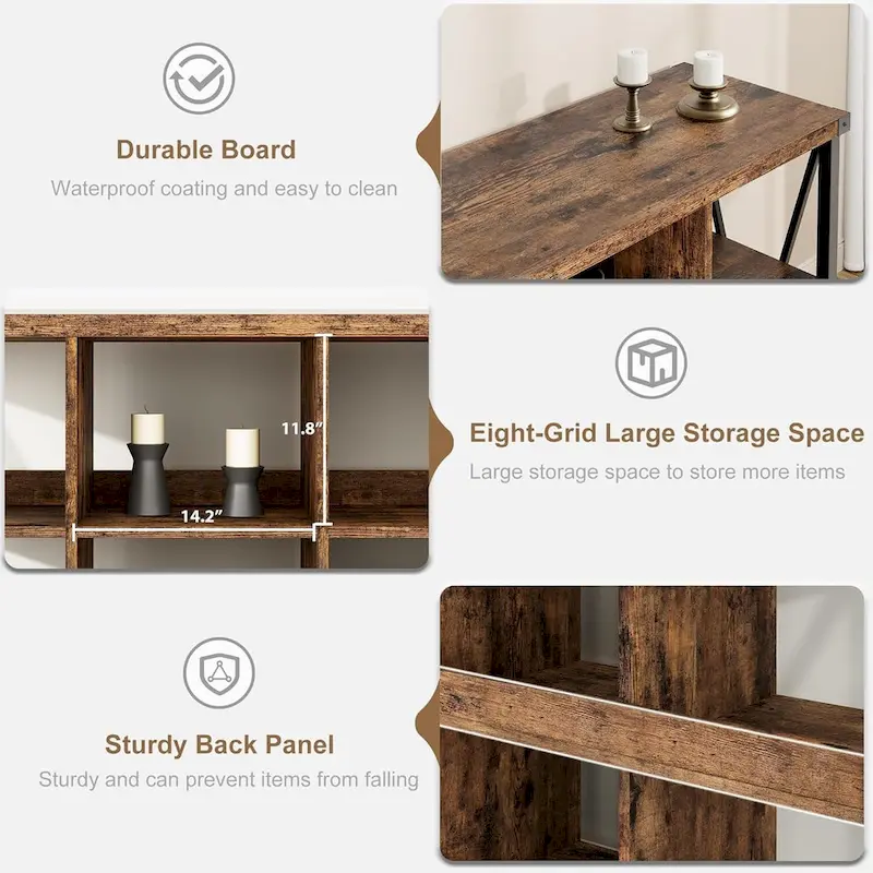 8 Cube Storage Organizer Bookcases, 3 Tier Metal Horizontal Bookcase