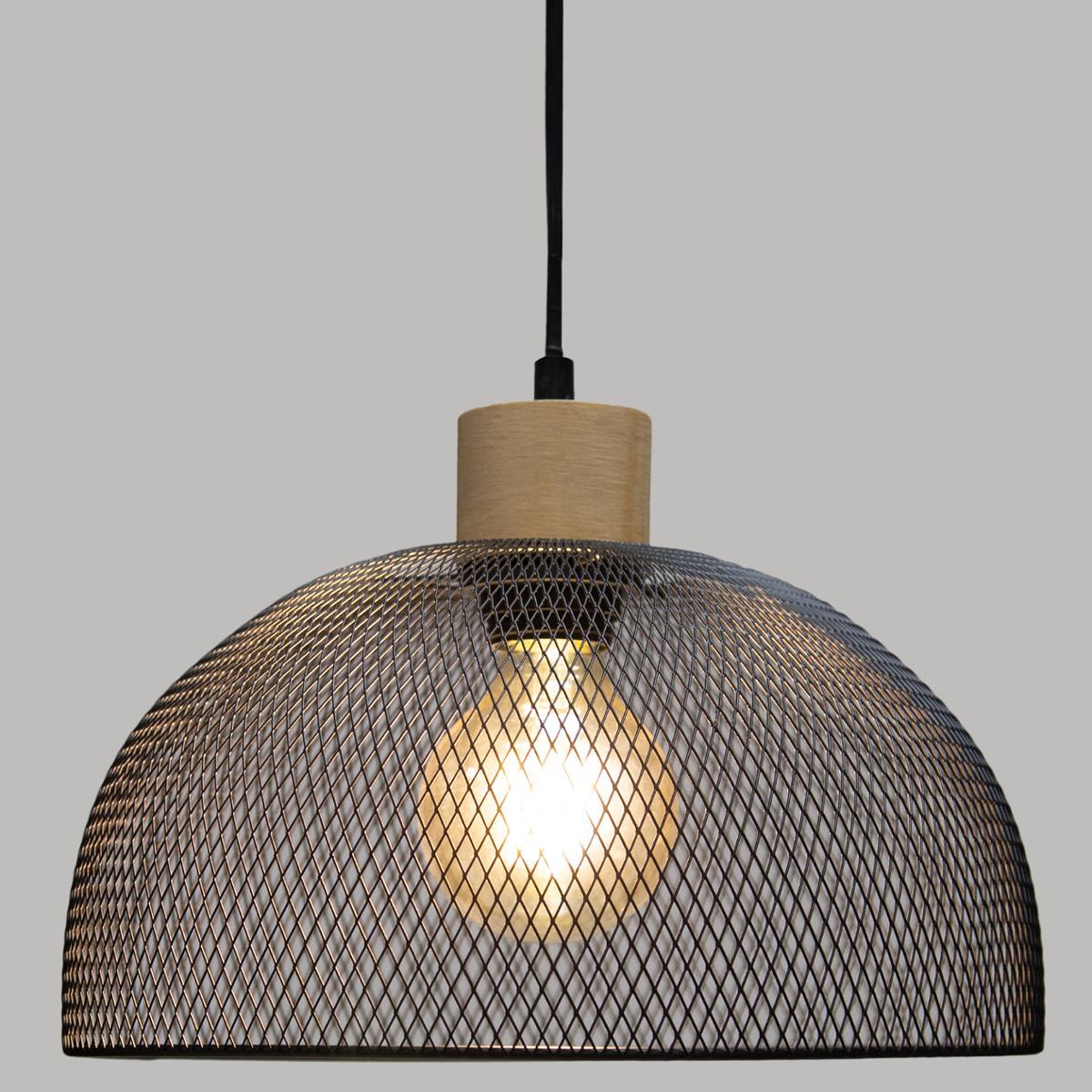 SUSPENSION METAL BOIS SAM NOIR D.30CM