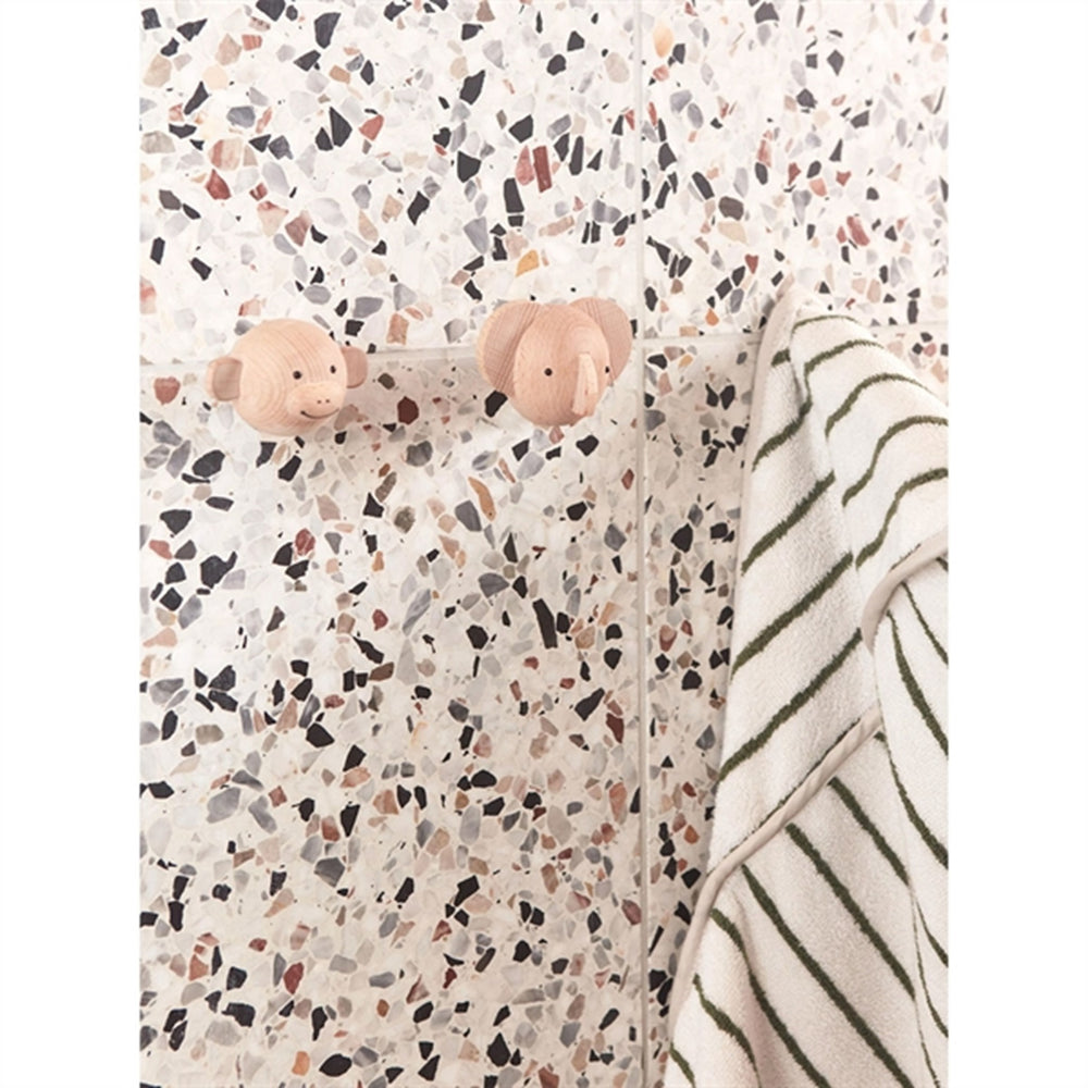 Raita Hooded Håndklæde Green / Offwhite | Luksusbaby