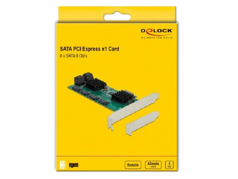 Delock SATA-Controller 8 Port SATA PCIe-Schnittstellenkarte mit 8x 2 Pin Pfostensteckern