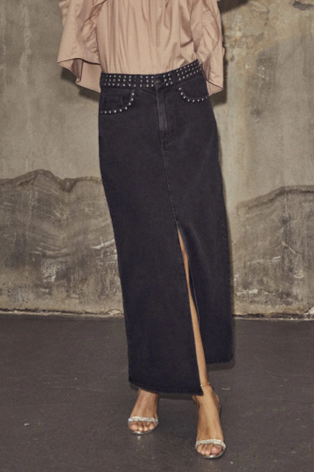 Co´Couture Vikacc Denim Stud Slit Skirt 34117