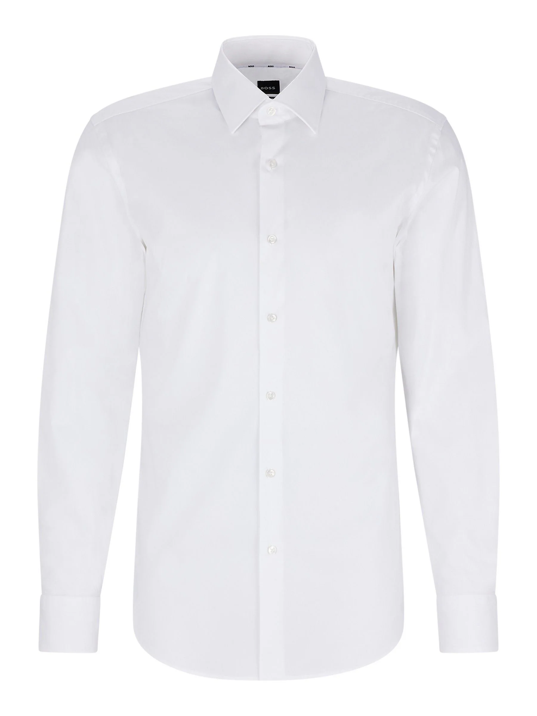 Wit - BOSS Slim fit stretchy poplin Hank overhemd