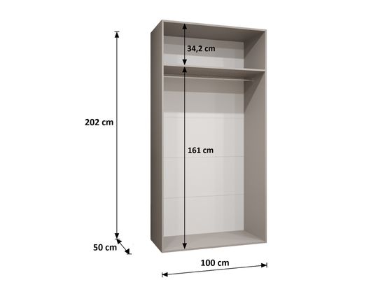 ABIKS MEUBLES - Armoire marbella 3 202/100/52 2 portes (cachemire/cachemire)