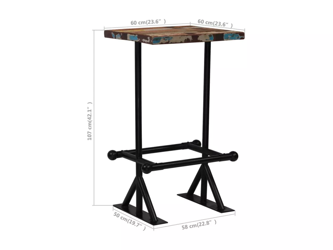 Mobilier de bar 3 pcs Bois de récupération massif Multicolore