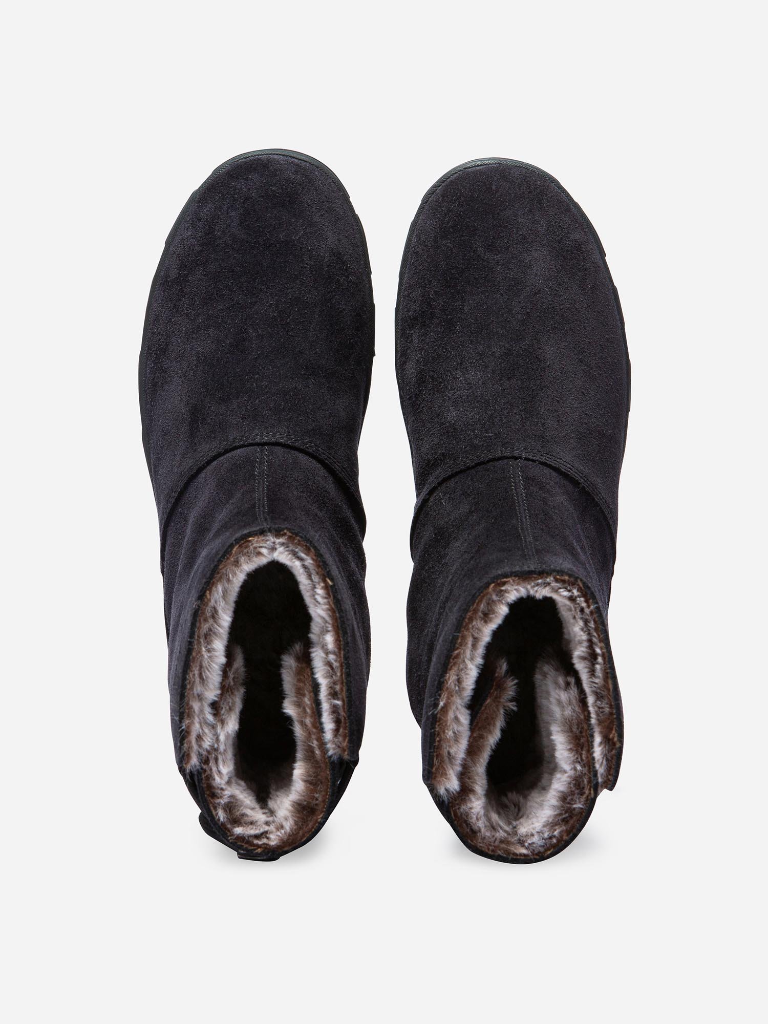Boots Fourrées Femme Confort Cuir Marine