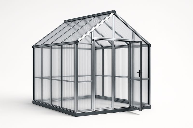Gewächshaus Polycarbonat Aluminium Grau 300x300x250 cm(LxBxH)