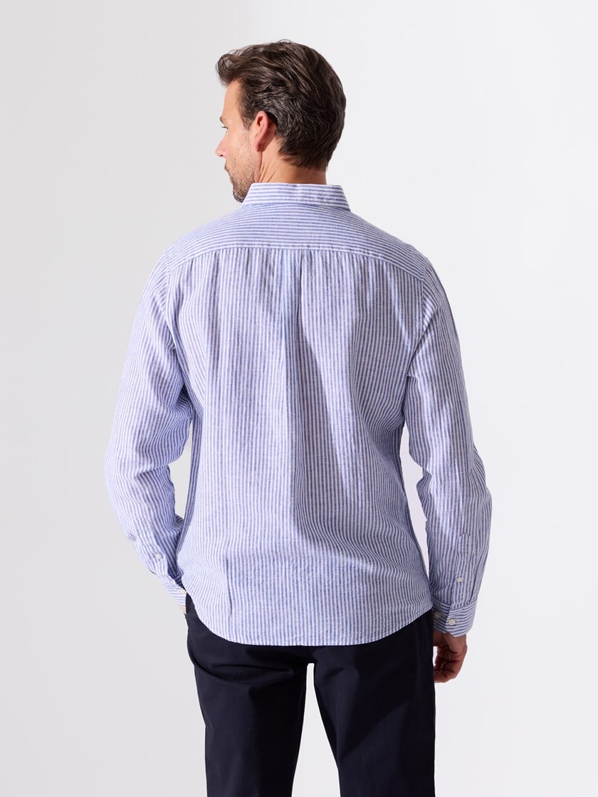 Elia stripet langermet skjorte Chambray Blue