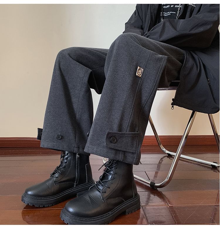 FOEV - Rechte cropped broek met trekkoord in de taille