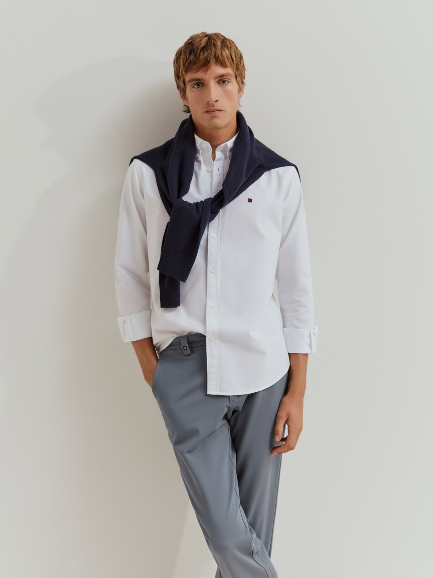 Camisa oxford regular fit em algodão
