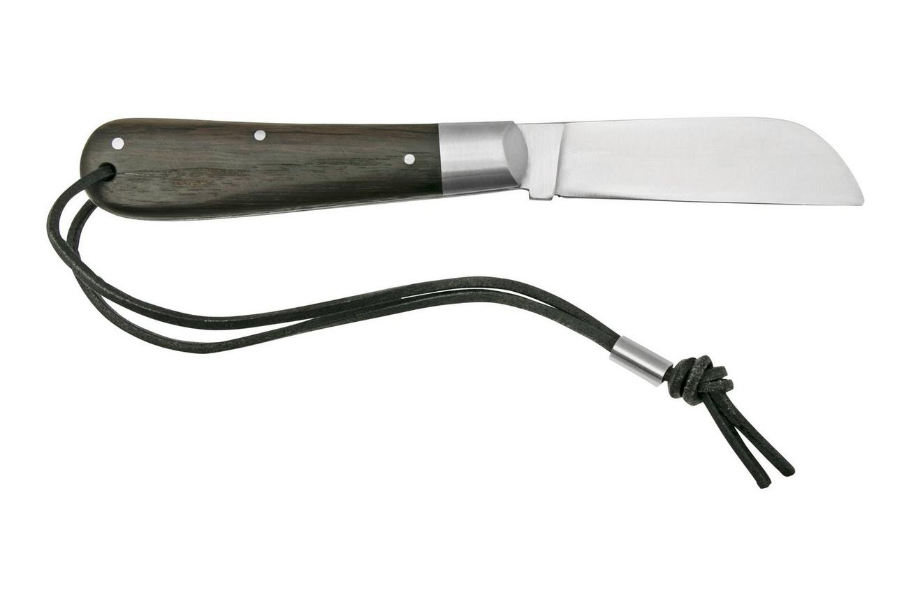 Otter Anchor knife 172 R LB Large Stainless, Smoked Oak, Stainless Anchor, Leather Strap, zakmes