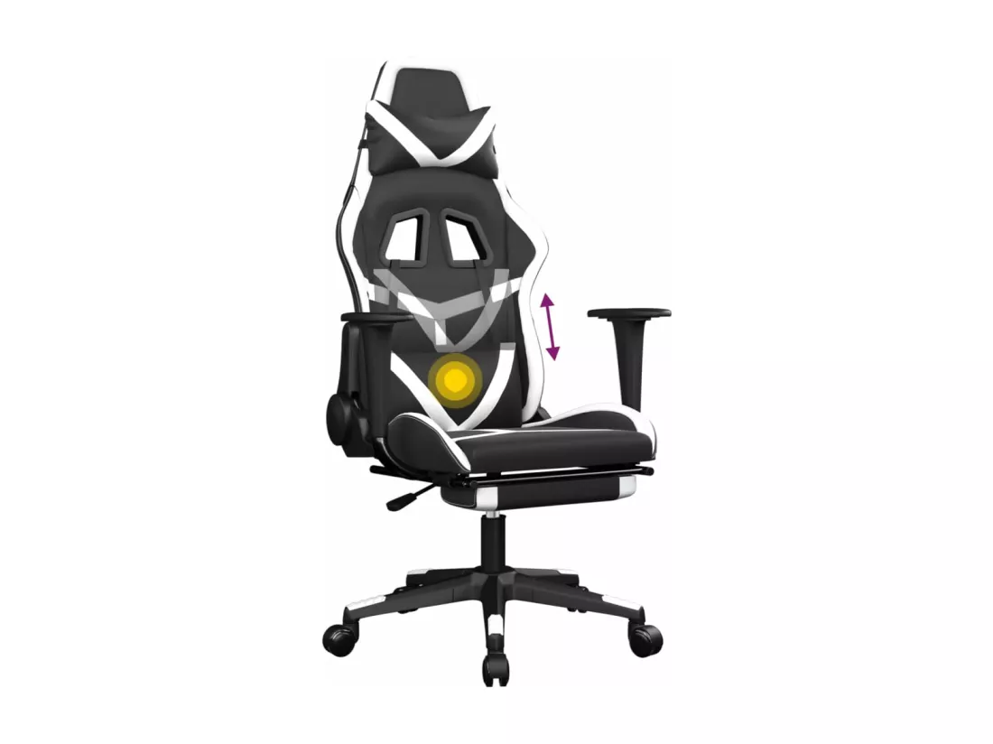 Chaise de jeu de massage avec repose-pied Noir&Blanc Similicuir