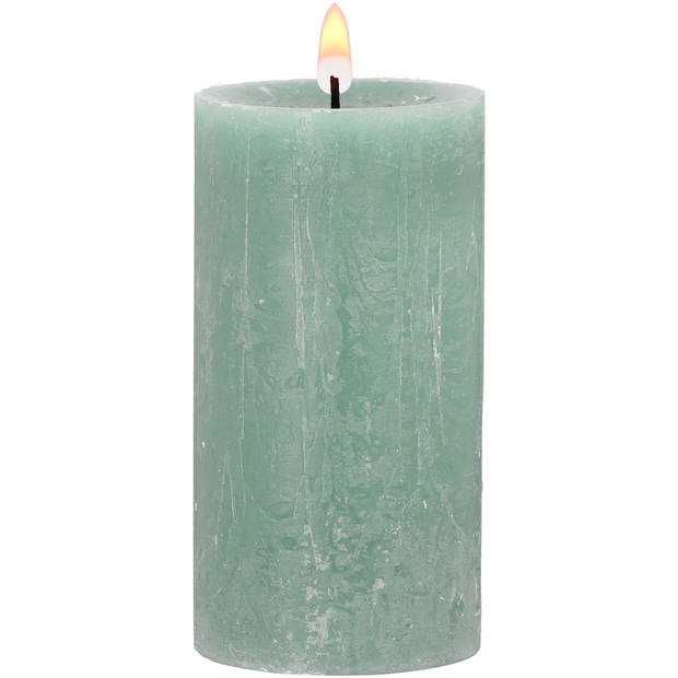 Blokker Rustieke Kaars - 7x13 cm - Saliegroen