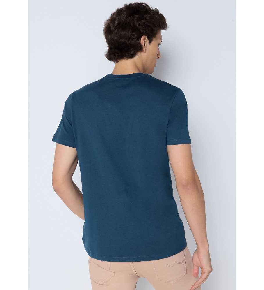 Camiseta de manga curta com estampa Six Valves Graphic, azul marinho.