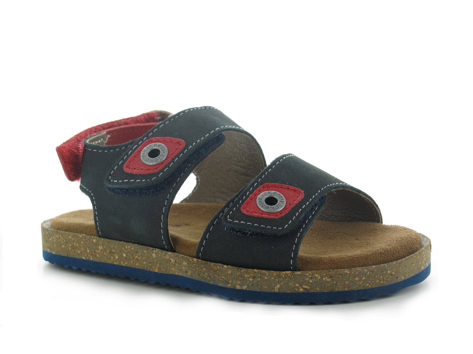 Kickers-694900 Cuir gras Bleu-Rouge