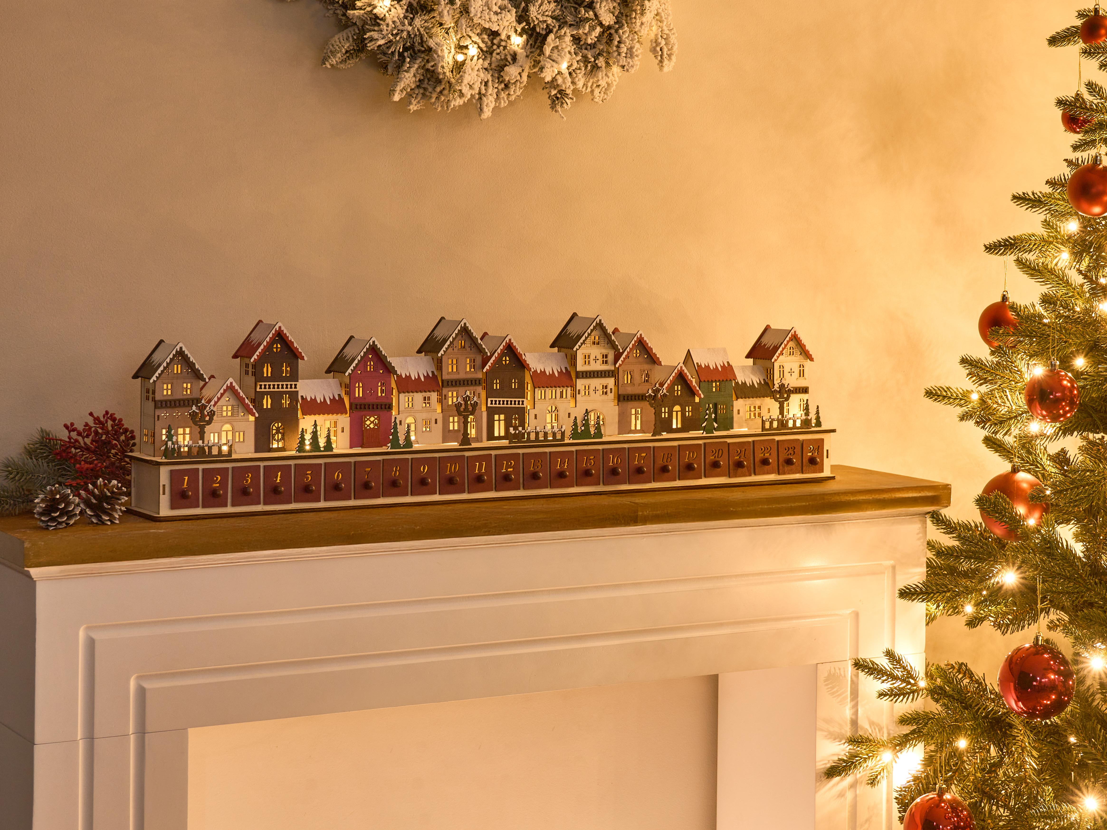 Kerstdecoratie LED ASPERN Adventskalender 18 cm Rood