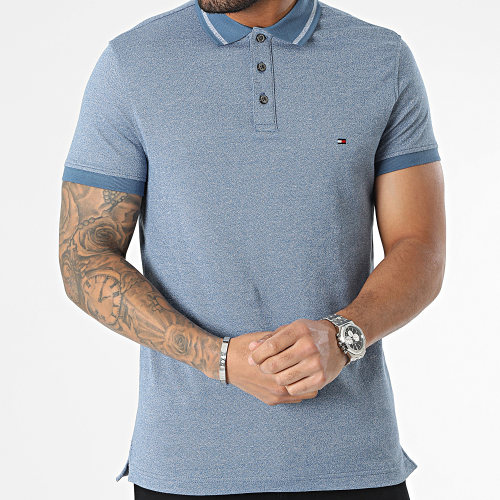 Polo Manches Courtes Pretwist Mouline Tipped 0780 Bleu Chiné