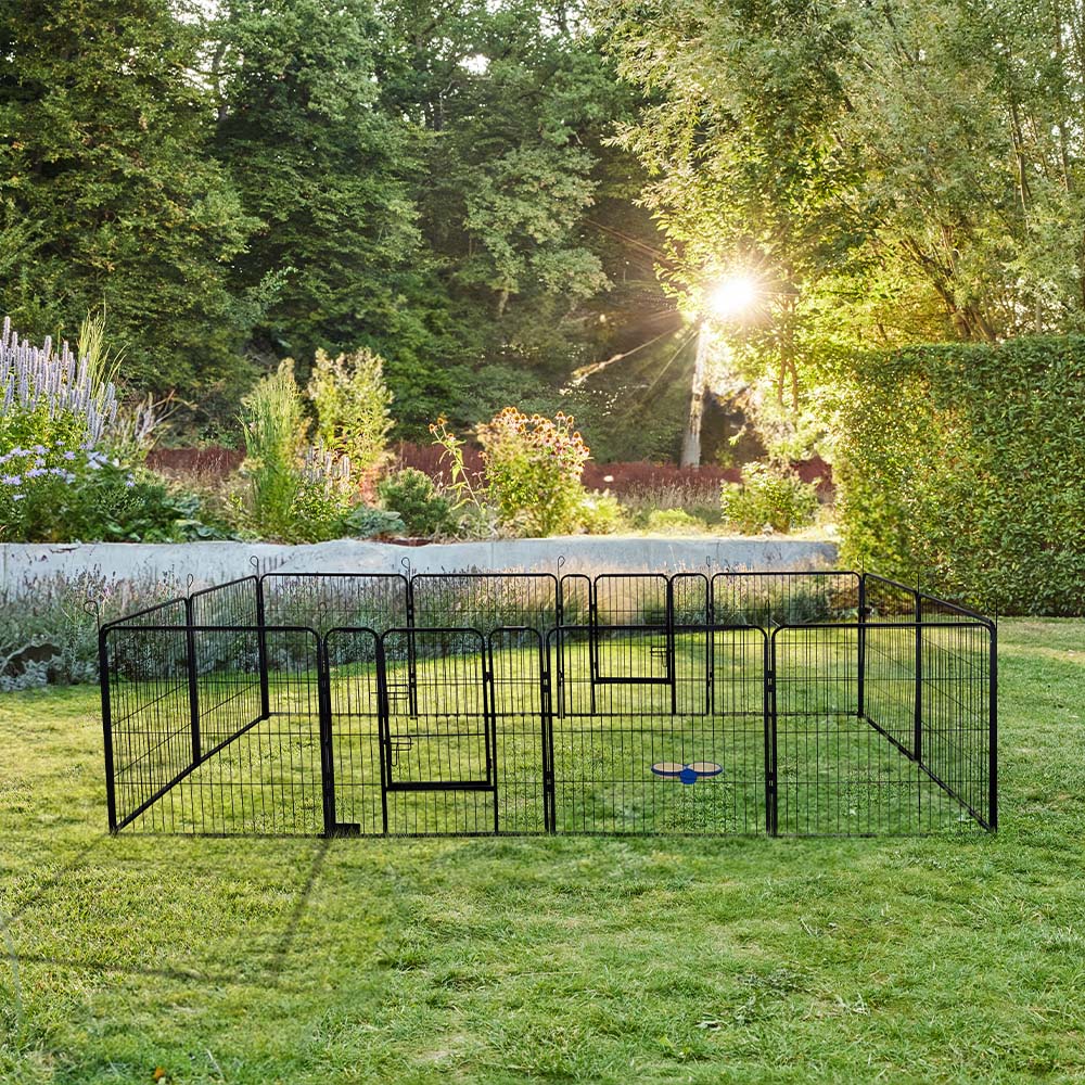 Home Deluxe - Puppy Playpen BARKI - 80 x 80 cm, 12-delige set, kleur: zwart, inclusief deurslot, afgeronde hoeken en randen | Puppy Playground | Puppy Run