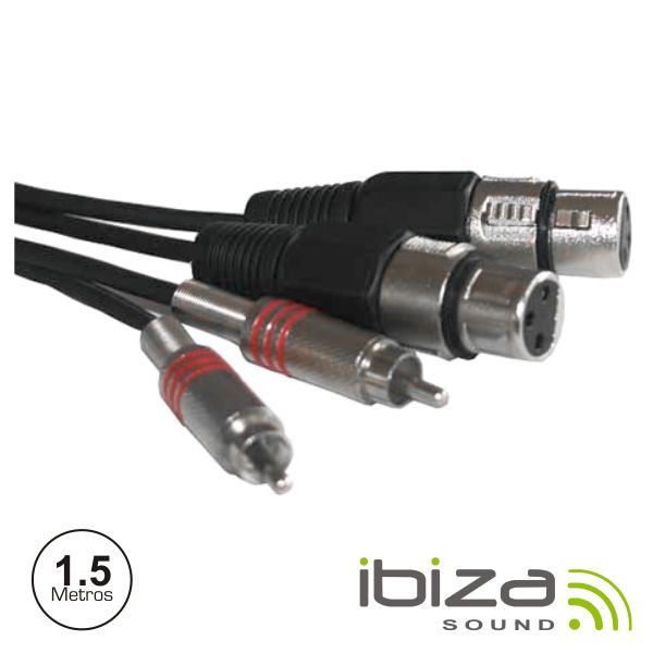 Ibiza Cabo 2-XLR 3P Fêmea / 2-RCA Macho 1.5M - CM1.5RXF-2