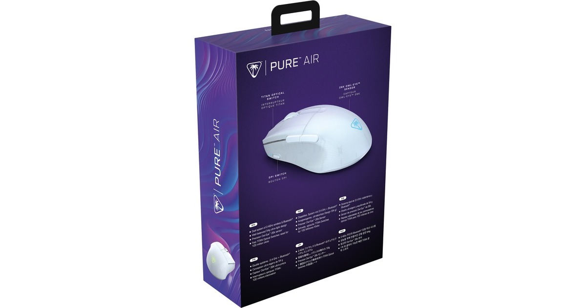 Turtle BeachPure Air gaming muis  (Wit, USB-C / 2,4GHz / Bluetooth, 50 - 26000 Dpi, RGB)