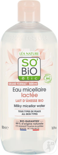 So'Bio Étic Mon Lait D'Ânesse Eau Micellaire Lactée Toutes Peaux Bio Flacon 500ml