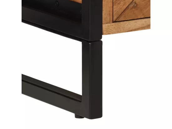 Armoire de salle de bain bois massif d'acacia et fer