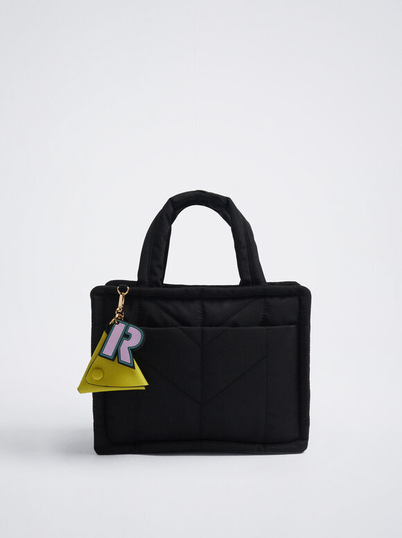 Bolsa de nylon com pingente - Preta