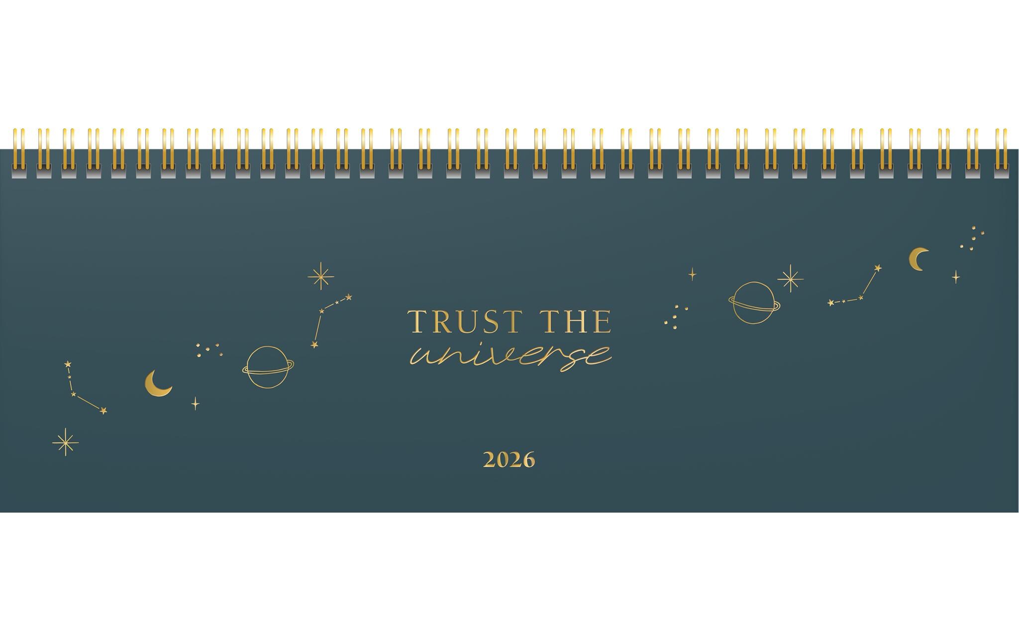 Tisch-Querkalender Design Line 2026 Universe 297 x 105 mmWochenplaner mit zwei Seiten je Woche